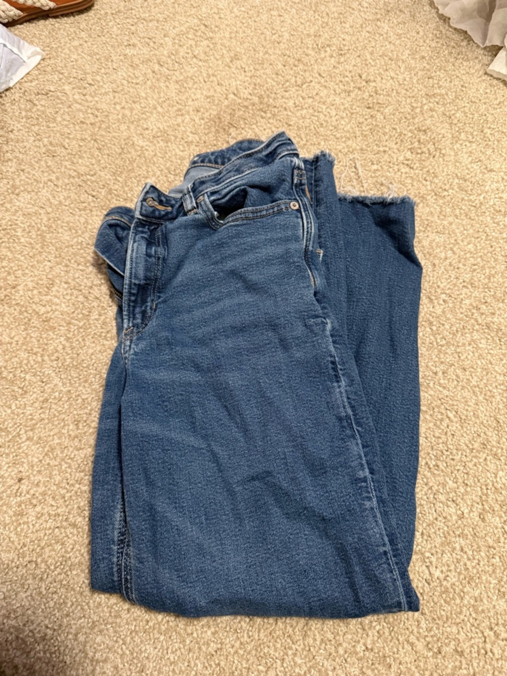 American Eagle Outfitters Women's Dark Blue Straight-Leg Jeans